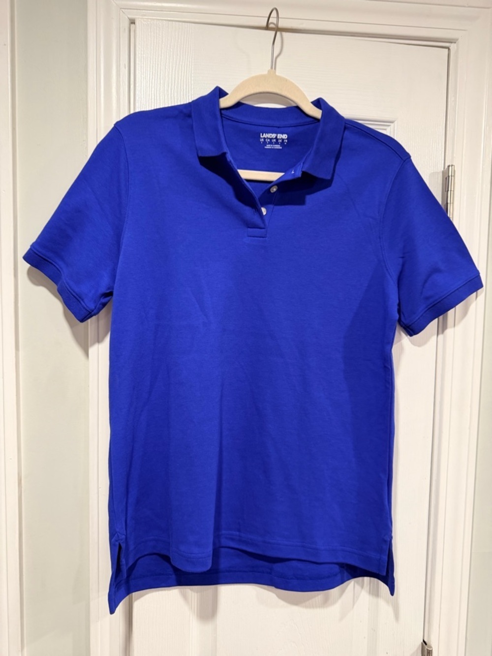 NWOT Lands End Size S Royal Blue Short Sleeve Collared Polo Shirt